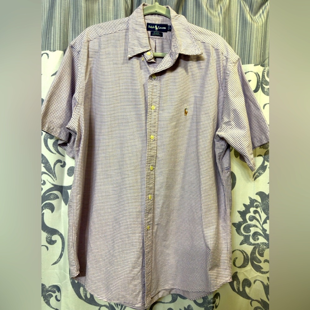 EUC Ralph Lauren Blake Purple 100% Cotton Casual Button Down Shirt Size L